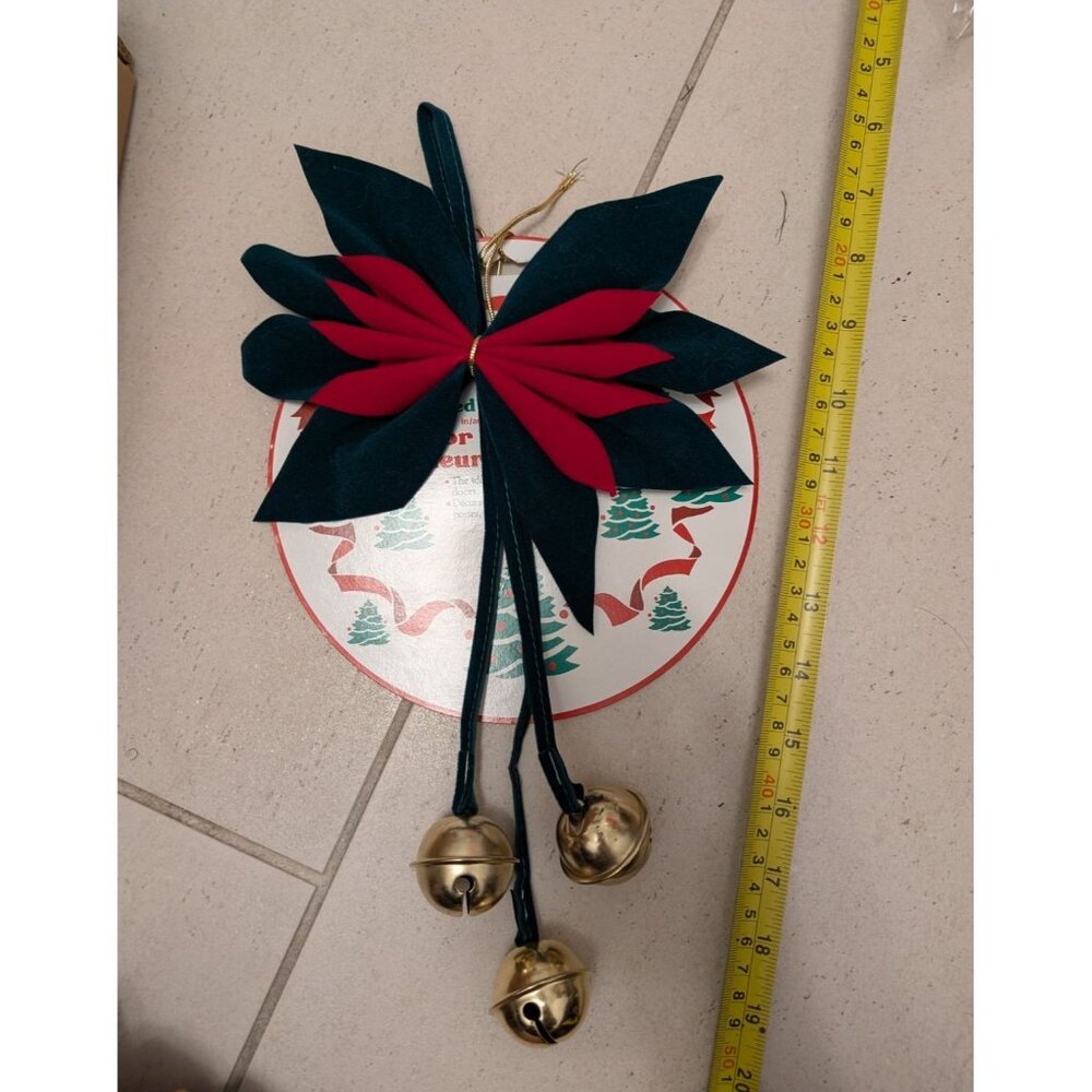 NEW Vintage Christmas Bow Décor Lot Felt Alderbrook Bow Red Ribbon Bell Bow 1980